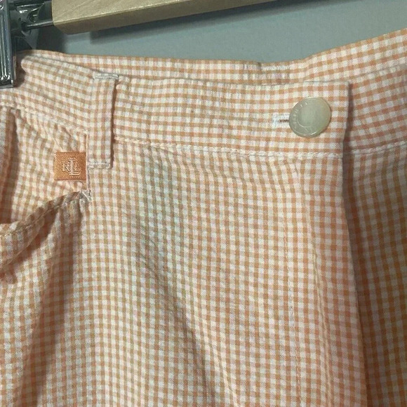 Ralph Lauren Coral Peach Gingham ButtonShort Sleeve Shirt Pants Set Size M /12 - Picture 13 of 16